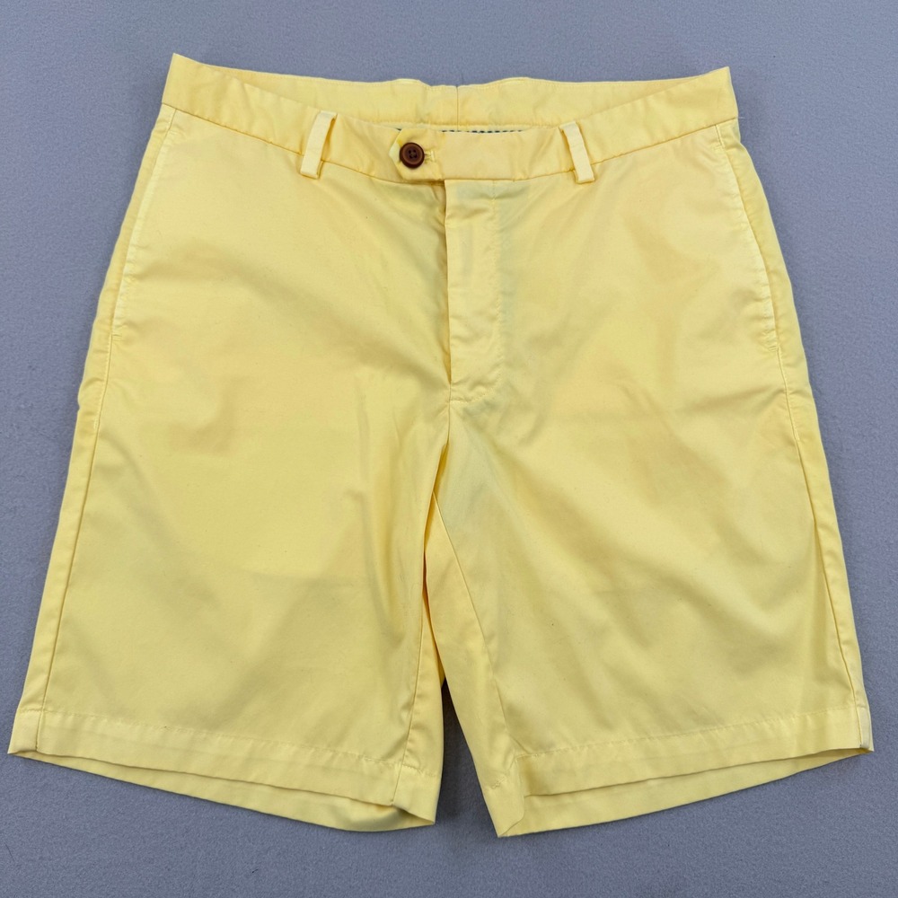 Turtleson Mens Performance Golf Shorts Yellow Size 34 Stretch Flat Front Preppy